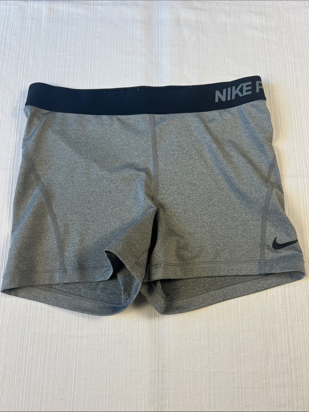 Nike Women’s Gray Athletic Compression Shorts with Black Waistband